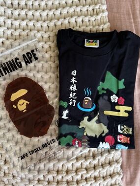 A Bathing Ape Japan Culture Edition Black T Shirt Medium Adult Unisex New Rare